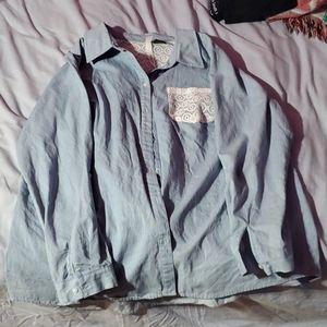 Womens light blue, long sleeve top